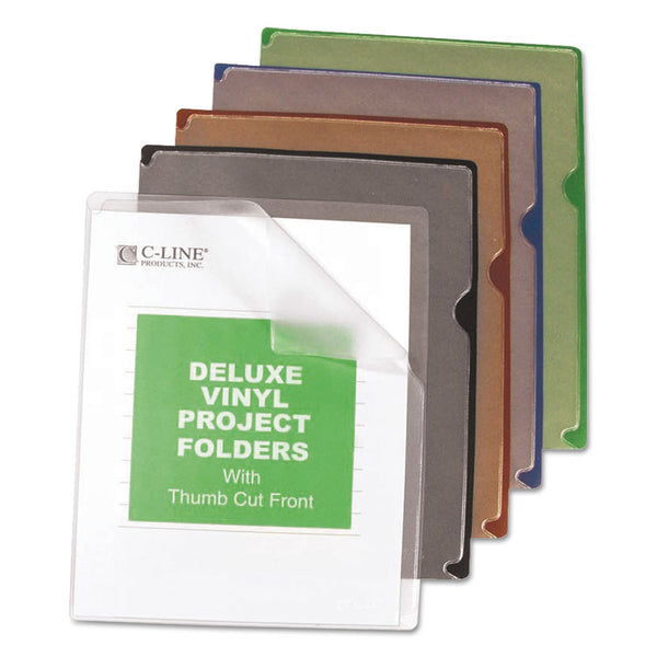 C-Line® Deluxe Vinyl Project Folders, Letter Size, Assorted Colors, 35/Box (CLI62150)