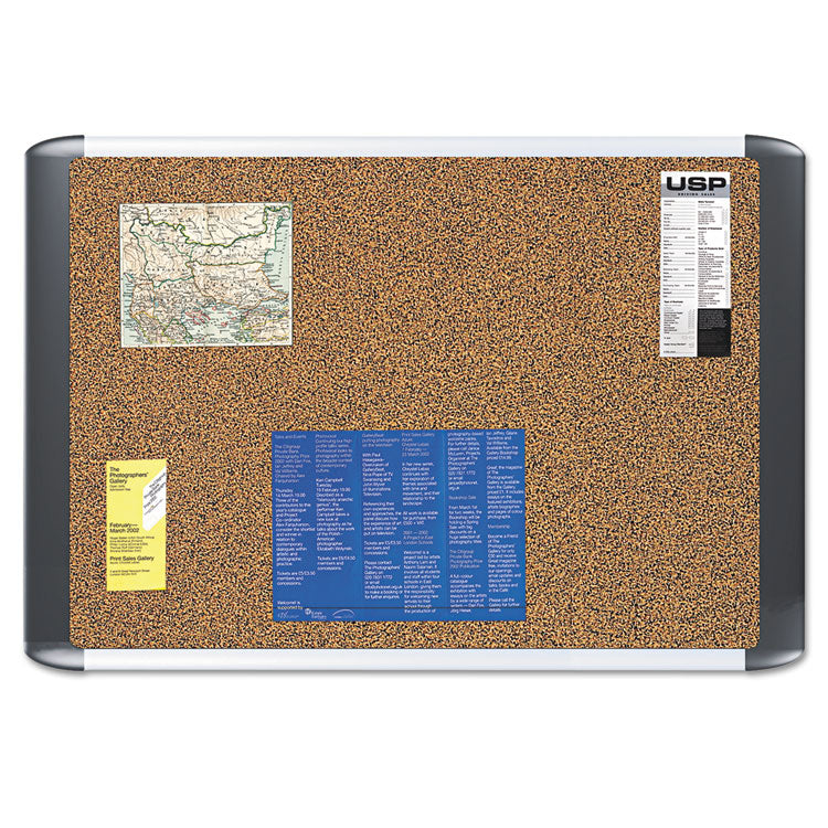 MasterVision® Tech Cork Board, 36 x 24, Tan Surface, Silver/Black Aluminum Frame (BVCMVI030501) Each