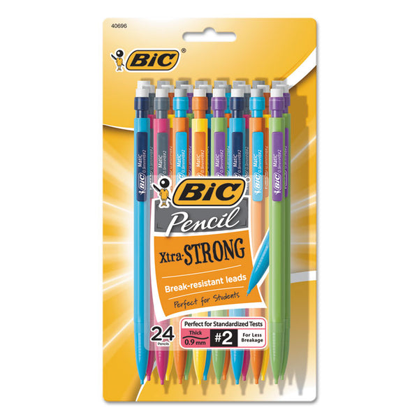 BIC® Xtra-Strong Mechanical Pencil Value Pack, 0.9 mm, HB (#2), Black Lead, Assorted Barrel Colors, 24/Pack (BICMPLWP241)