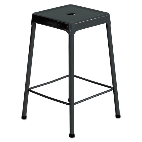 Safco® Counter-Height Steel Stool, Backless, Supports Up to 250 lb, 25" Seat Height, Black (SAF6605BL)