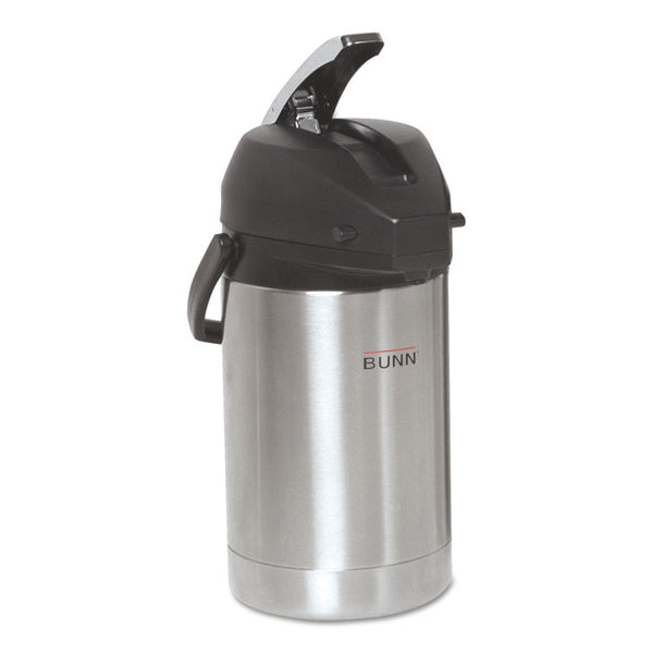 BUNN® 2.5 Liter Lever Action Airpot, Stainless Steel/Black (BUNAIRPOT25)