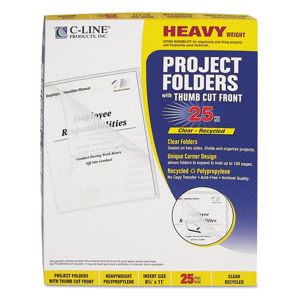 C-Line® Poly Project Folders, Letter Size, Clear, 25/Box (CLI62127)