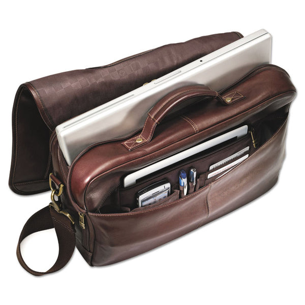 Samsonite® Leather Flapover Case, Fits Devices Up to 15.6", Leather, 16 x 6 x 13, Brown (SML457981139) Each