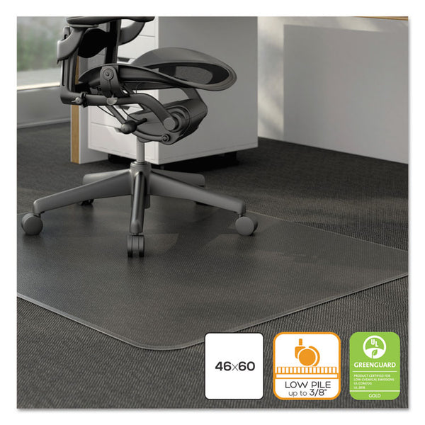 Alera® Moderate Use Studded Chair Mat for Low Pile Carpet, 46 x 60, Rectangular, Clear (ALEMAT4660CLPR)