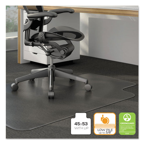 Alera® Moderate Use Studded Chair Mat for Low Pile Carpet, 45 x 53, Wide Lipped, Clear (ALEMAT4553CLPL)