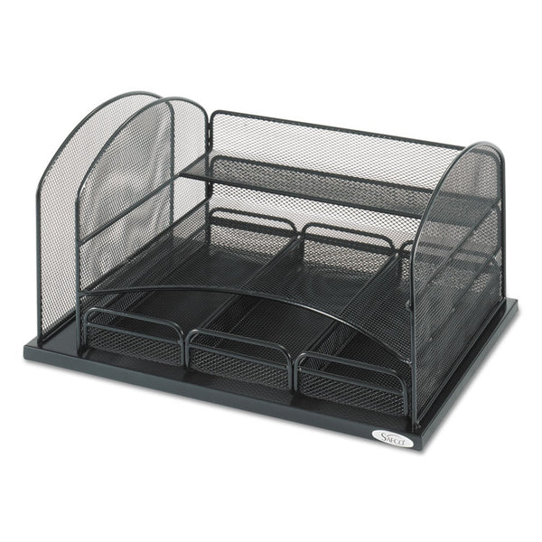 Safco® Onyx Organizer with 3 Drawers, 6 Compartments, Steel, 16 x 11.5 x 8.25, Black (SAF3252BL)