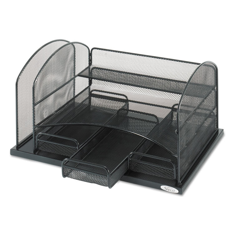 Safco® Onyx Organizer with 3 Drawers, 6 Compartments, Steel, 16 x 11.5 x 8.25, Black (SAF3252BL)