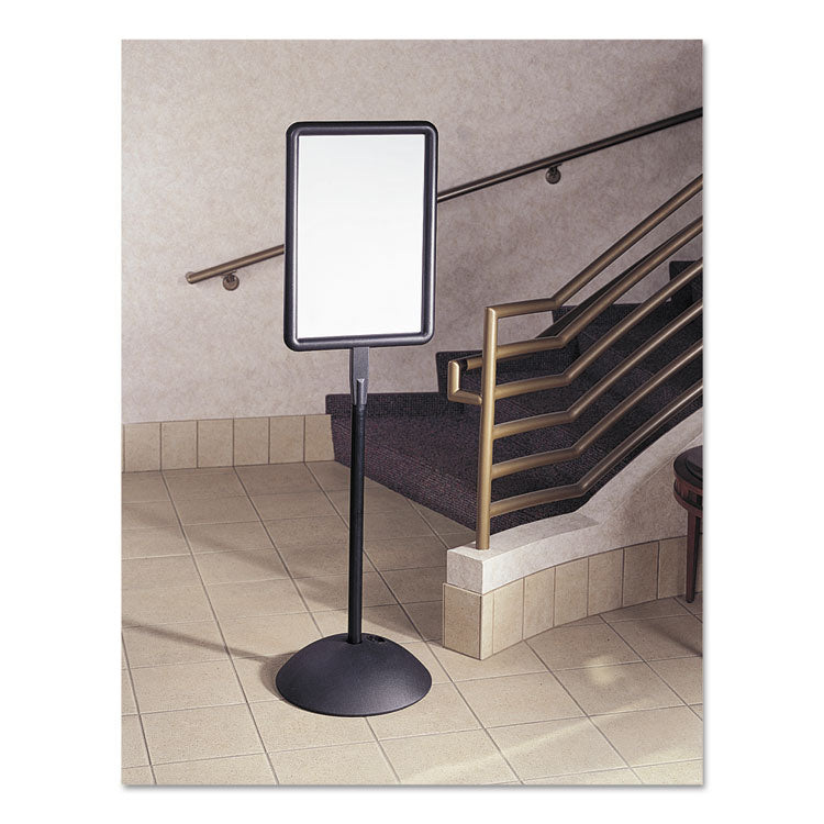 Safco® WriteWay Double-Sided Magnetic Dry Erase Standing Message Sign, Rectangle, 65" Tall Black Stand, 14.25 x 22.25 White Face (SAF4117BL) Each