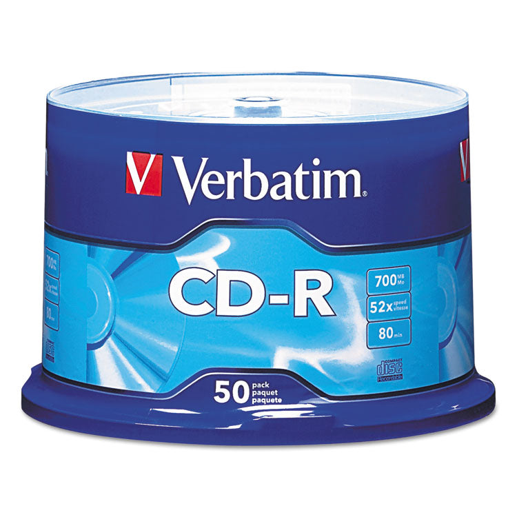 Verbatim® CD-R Recordable Disc, 700 MB/80min, 52x, Spindle, Silver, 50/Pack (VER94691)