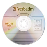 Verbatim® DVD-R Recordable Disc, 4.7 GB, 16x, Spindle, Silver, 100/Pack (VER95102)