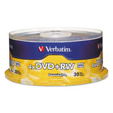 Verbatim® DVD+RW Rewritable Disc, 4.7 GB, 4x, Spindle, Silver, 30/Pack (VER94834)