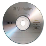 Verbatim® CD-R Recordable Disc, 700 MB/80 min, 52x, Spindle, Silver, 100/Pack (VER94554)