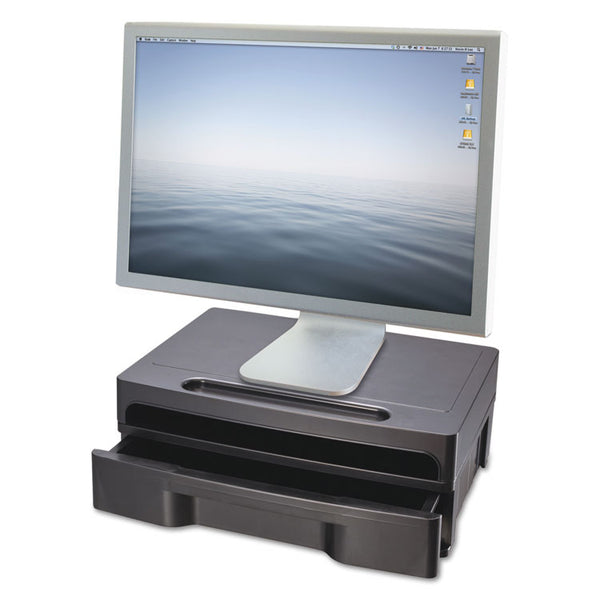 Officemate Monitor Stand with Drawer, 13.13" x 9.88" x 5", Black, Supports 40 lbs (OIC22502) Each