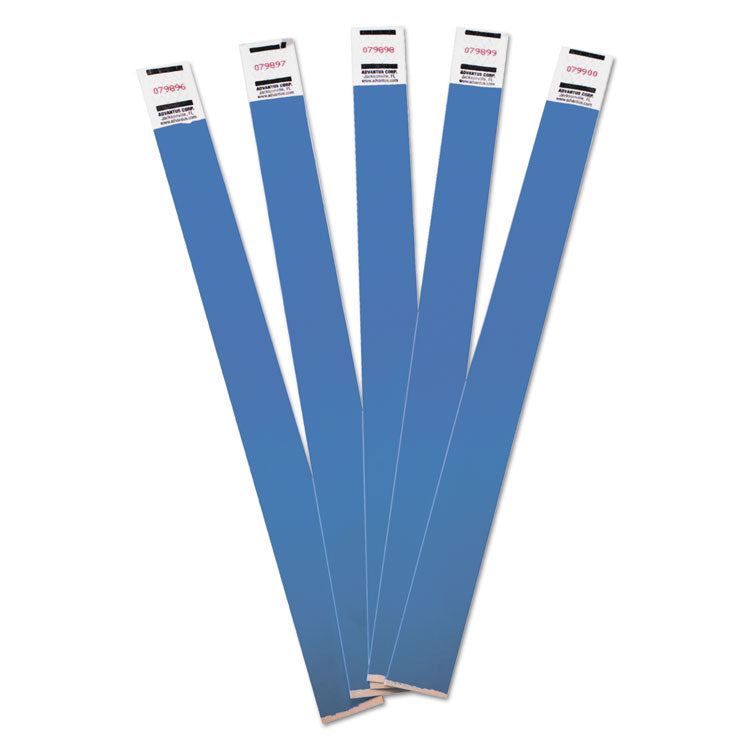 Advantus Crowd Management Wristbands, Sequentially Numbered, 10" x 0.75", Blue, 100/Pack (AVT75442) Pack of 100