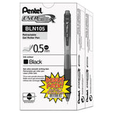 Pentel® EnerGel-X Gel Pen, Retractable, Fine 0.5 mm Needle Tip, Black Ink, Clear/Black Barrel, 24/Pack (PENBLN105ASW2)