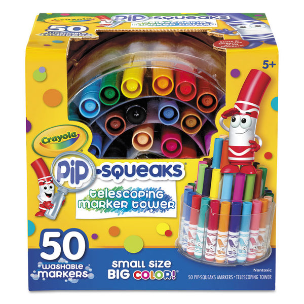 Crayola® Pip-Squeaks Telescoping Marker Tower, Medium Bullet Tip, Assorted Colors, 50/Pack (CYO588750) Set of 50