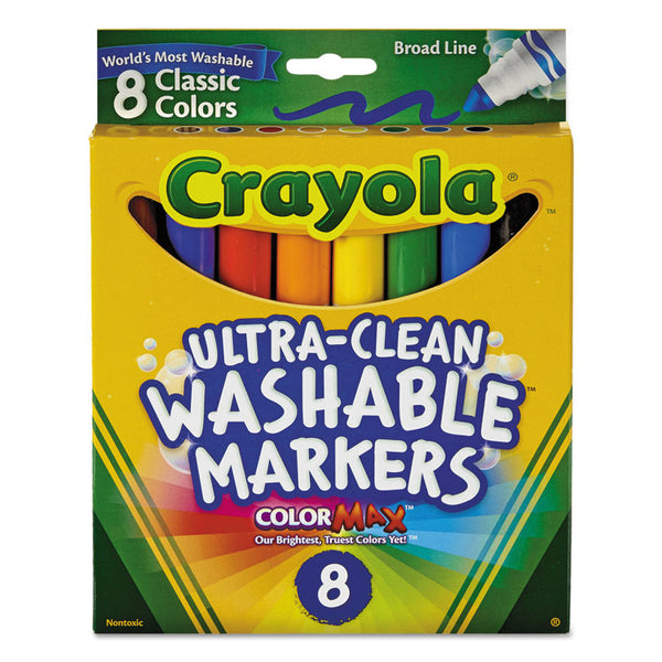 Crayola® Ultra-Clean Washable Markers, Broad Bullet Tip, Assorted Colors, 8/Pack (CYO587808) Set of 8