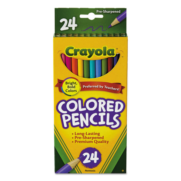 Crayola® Long-Length Colored Pencil Set, 3.3 mm, 2B, Assorted Lead and Barrel Colors, 24/Pack (CYO684024) Pack of 24