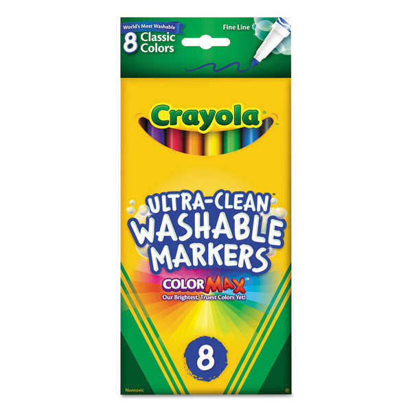 Crayola® Ultra-Clean Washable Markers, Fine Bullet Tip, Assorted Colors, 8/Pack (CYO587809) Set of 8