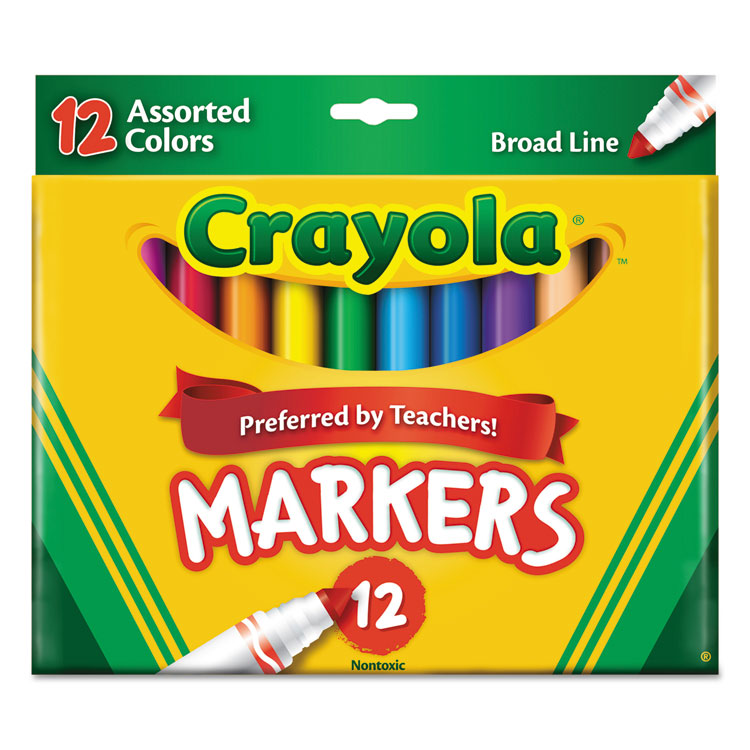 Crayola® Non-Washable Marker, Broad Bullet Tip, Assorted Classic Colors, Dozen (CYO587712) Pack of 12