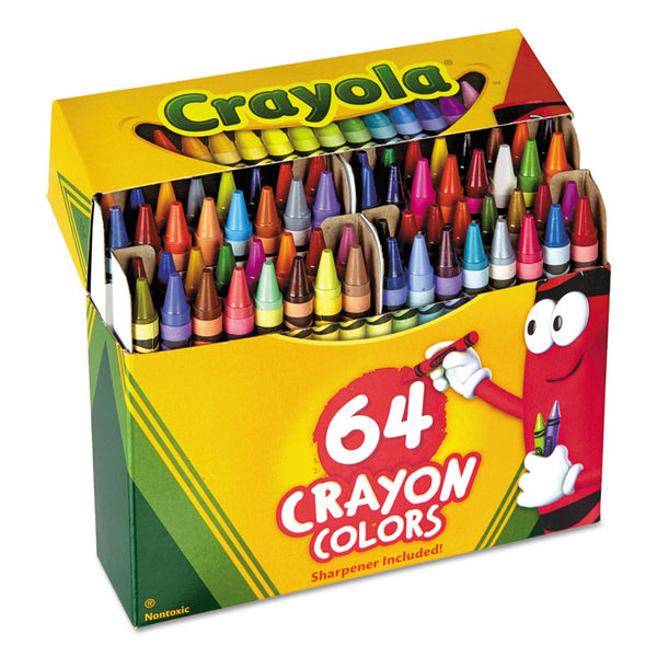 Crayola® Classic Color Crayons in Flip-Top Pack with Sharpener, 64 Colors/Pack (CYO52064D)