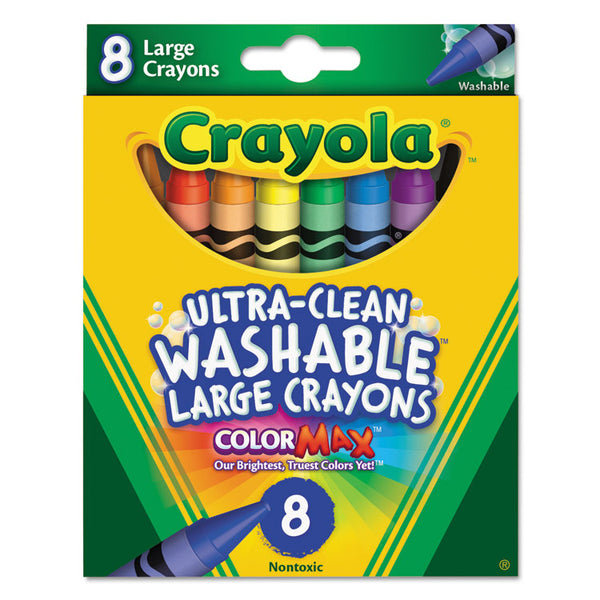 Crayola® Ultra-Clean Washable Crayons, Large, 8 Colors/Box (CYO523280) Box of 8