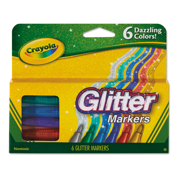 Crayola® Glitter Markers, Medium Bullet Tip, Assorted Colors, 6/Set (CYO588629) Set of 6