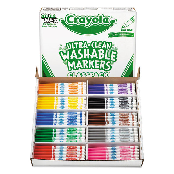 Crayola® Ultra-Clean Washable Marker Classpack, Fine Bullet Tip, 10 Assorted Colors, 200/Pack (CYO588211) Pack of 200