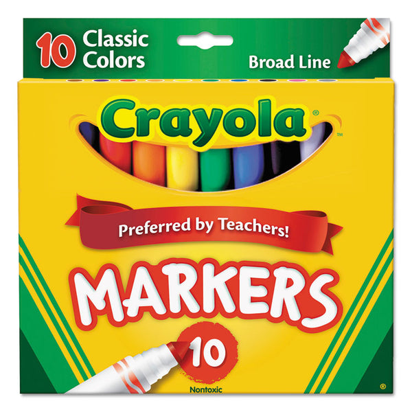 Crayola® Non-Washable Marker, Broad Bullet Tip, Assorted Classic Colors, 10/Pack (CYO587722) Set of 10