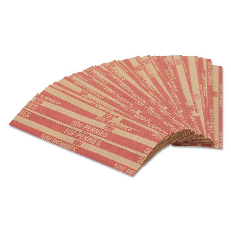 Pap-R Products Flat Coin Wrappers, Pennies, $.50, 1000 Wrappers/Box (CTX30001) Box of 1000