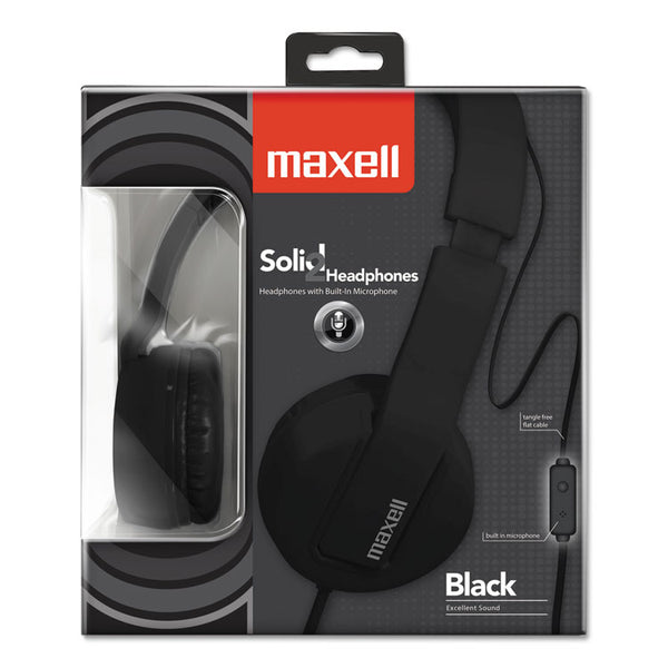 Maxell® Solids Headphones, 5 ft Cord, Black (MAX290103) Each