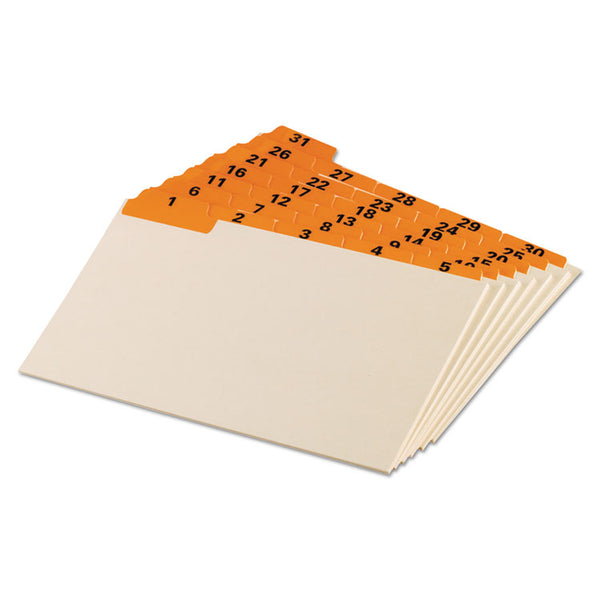 Oxford™ Manila Index Card Guides with Laminated Tabs, 1/5-Cut Top Tab, 1 to 31, 5 x 8, Manila, 31/Set (OXF05832) Pack of 31