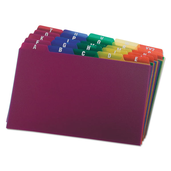 Oxford™ Durable Poly A-Z Card Guides, 1/5-Cut Top Tab, A to Z, 5 x 8, Assorted Colors, 25/Set (OXF73155)