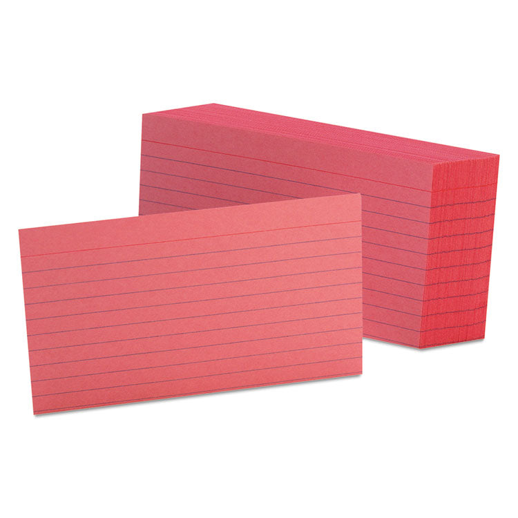 Oxford™ Ruled Index Cards, 3 x 5, Cherry, 100/Pack (OXF7321CHE)