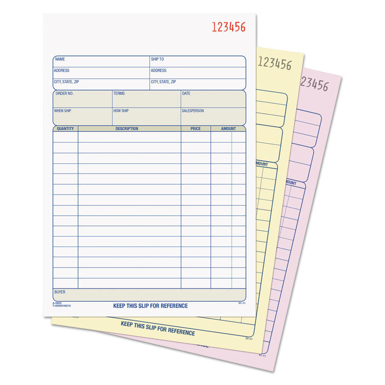 TOPS™ Sales Order Book, Three-Part Carbonless, 7.94 x 5.56, 50 Forms Total (TOP46510) Each