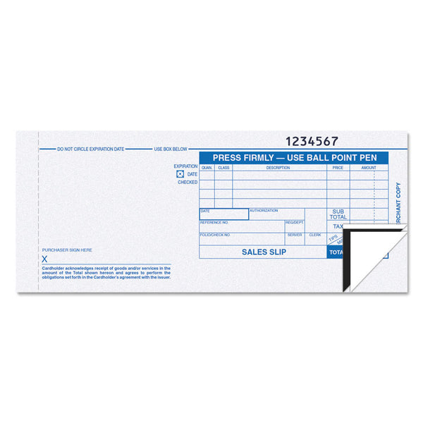 TOPS™ Credit Card Sales Slip, Three-Part Carbonless, 7.78 x 3.25, 100 Forms Total (TOP38538) Pack of 100