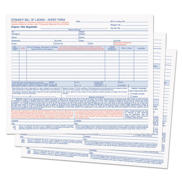 TOPS™ Hazardous Material Short Form, Three-Part Carbonless, 7 x 8.5, 50 Forms Total (TOP3841) Packof 50