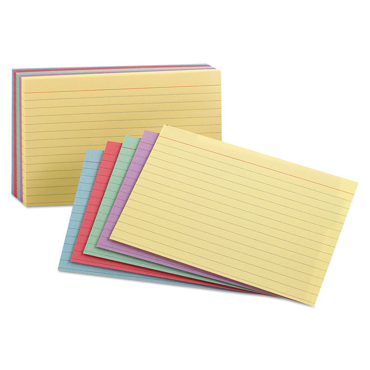 Oxford™ Ruled Index Cards, 3 x 5, Blue/Violet/Canary/Green/Cherry, 100/Pack (OXF40280)