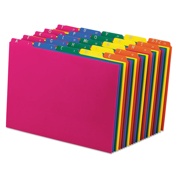 Pendaflex® Poly Top Tab File Guides, 1/5-Cut Top Tab, A to Z, 8.5 x 11, Assorted Colors, 25/Set (PFX40142) Each