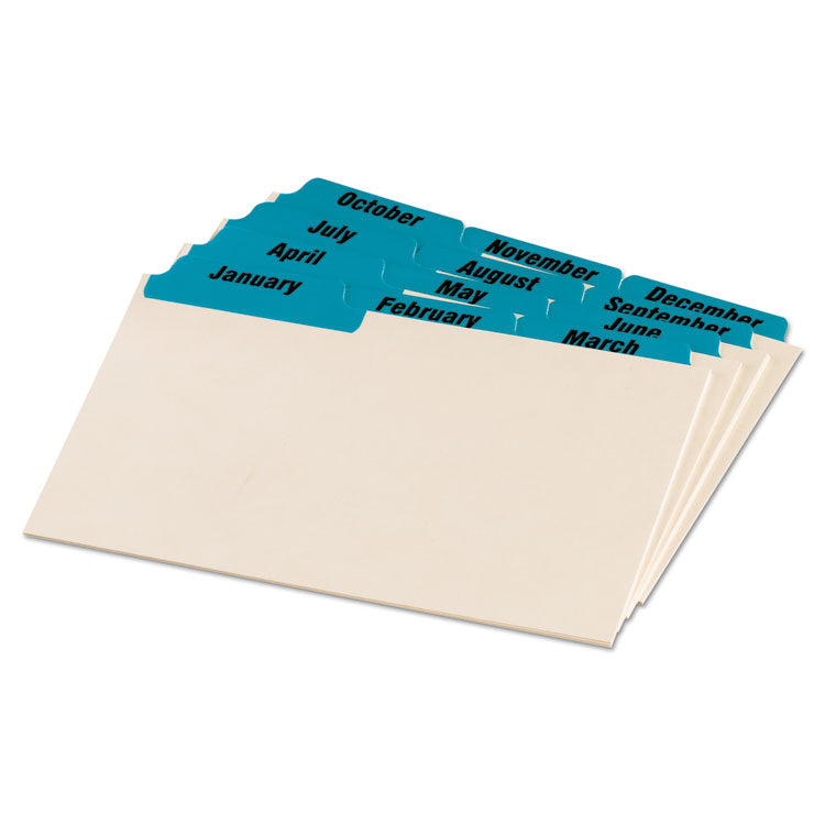 Oxford™ Manila Index Card Guides with Laminated Tabs, 1/3-Cut Top Tab, January to December, 4 x 6, Manila, 12/Set (OXF04613) Pack of 12