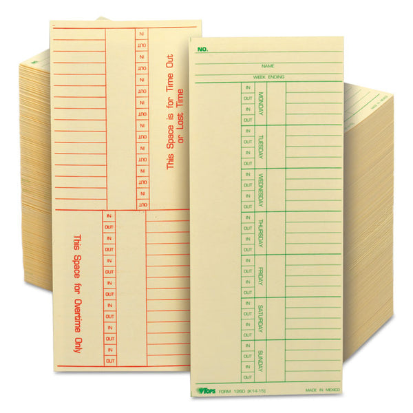 TOPS™ Time Clock Cards, Replacement for K14-15, Two Sides, 3.38 x 8.25, 500/Box (TOP1260) Pack of 500