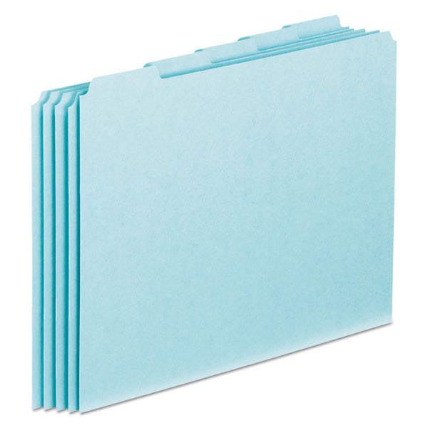 Pendaflex® Blank Top Tab File Guides, 1/5-Cut Top Tab, Blank, 8.5 x 11, Blue, 100/Box (PFXPN205)