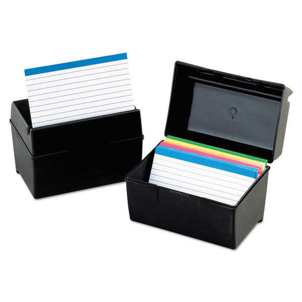 Oxford™ Plastic Index Card File, Holds 300 3 x 5 Cards, 5.63 x 3.63 x 3.63, Black (OXF01351)