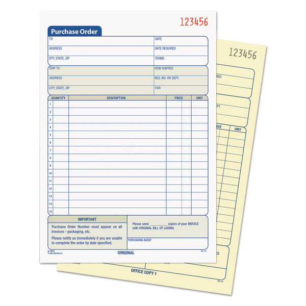 TOPS™ Purchase Order Book, 12 Lines, Two-Part Carbonless, 5.56 x 8.44, 50 Forms Total (TOP46140) Each