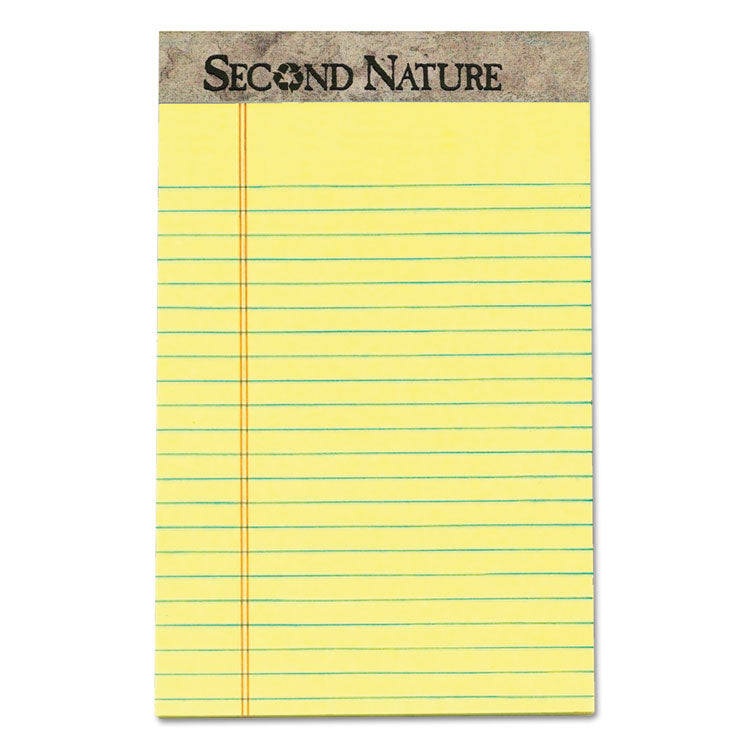 TOPS™ Second Nature Recycled Ruled Pads, Narrow Rule, 50 Canary-Yellow 5 x 8 Sheets, Dozen (TOP74840) Pack of 12