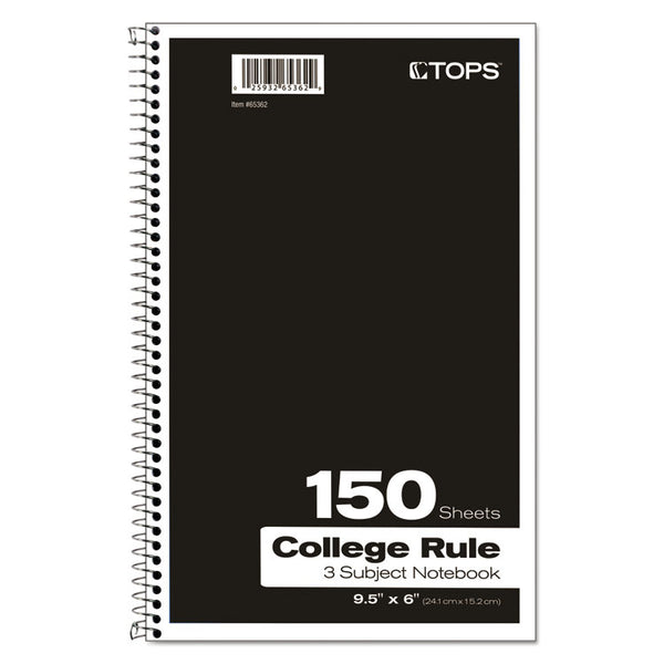 Oxford™ Coil-Lock Wirebound Notebooks, 3-Subject, Medium/College Rule, Randomly Assorted Cover Color, (150) 9.5 x 6 Sheets (TOP65362)