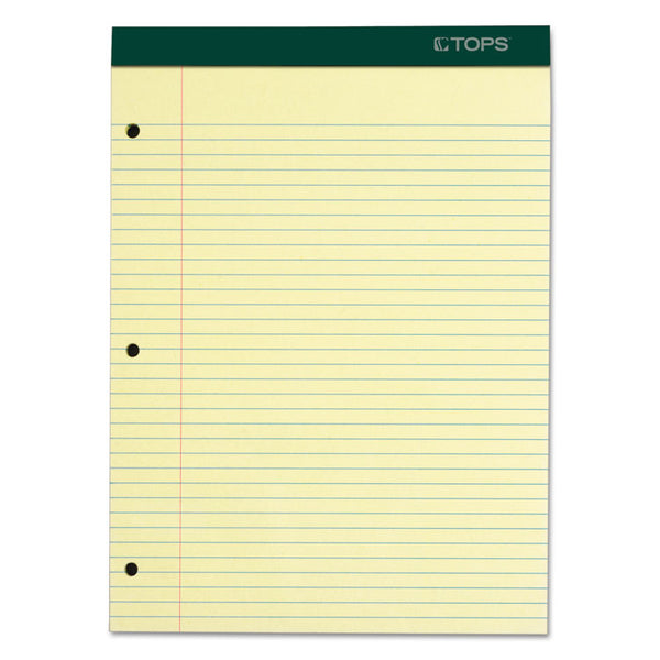 TOPS™ Double Docket Ruled Pads with Extra Sturdy Back, Medium/College Rule, 100 Canary-Yellow 8.5 x 11.75 Sheets (TOP63383)