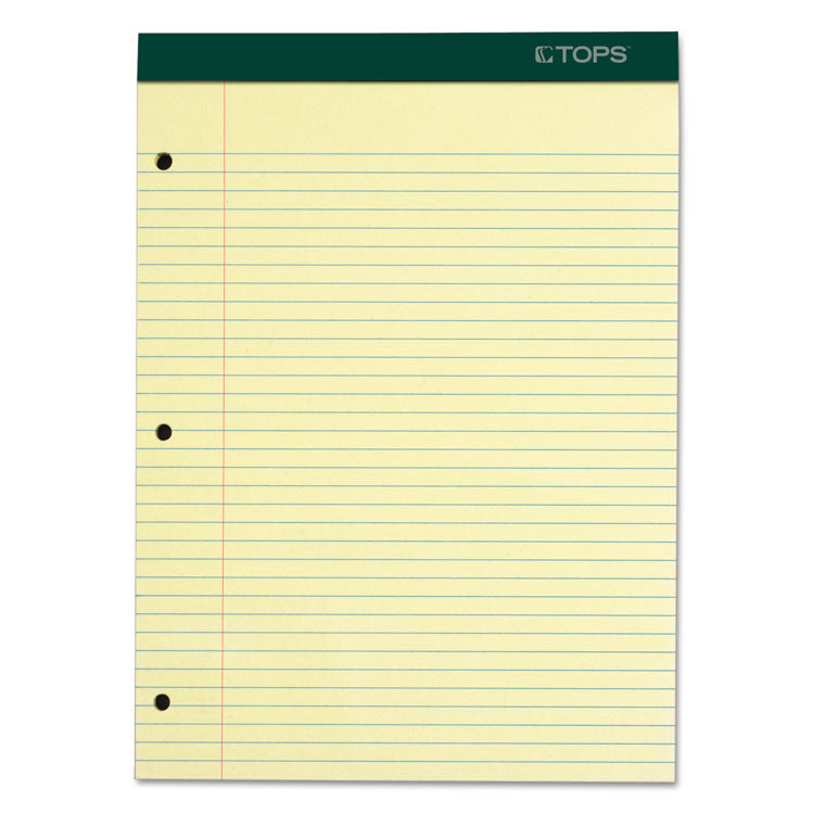 TOPS™ Double Docket Ruled Pads with Extra Sturdy Back, Medium/College Rule, 100 Canary-Yellow 8.5 x 11.75 Sheets (TOP63383) Each