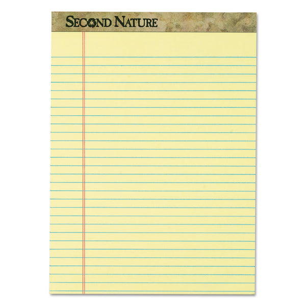 TOPS™ Second Nature Recycled Ruled Pads, Wide/Legal Rule, 50 Canary-Yellow 8.5 x 11.75 Sheets, Dozen (TOP74890)