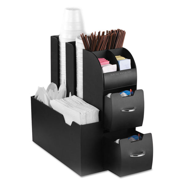 Mind Reader Coffee Condiment Caddy Organizer, 10 Compartments, 5.4 x 11 x 12.6, Black (EMSCAD01BLK)